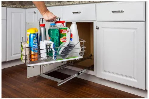 Cleaning supplies pull-out caddy bathroom organizer